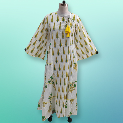L/XL Cindrella Printed Cotton Dress 57&quot; Long Jalabiya