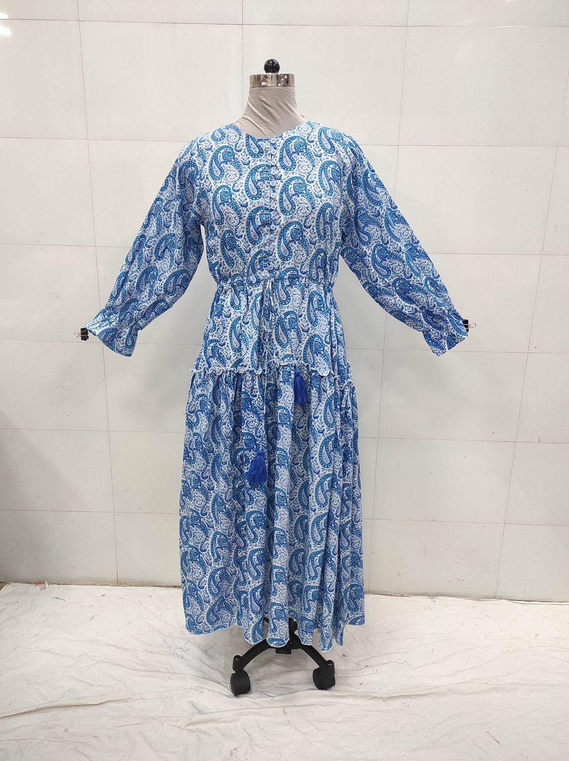 XS/S Cora Printed Cotton Dress 54&quot; Long Jalabiya