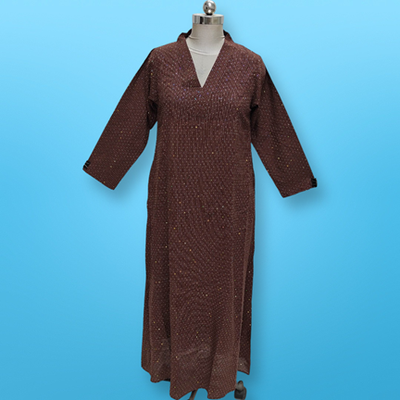 10-11 Teena Crystal Brown Cotton Dress 45&quot; Long Jalabiya