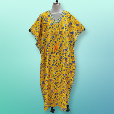 Free Size Cotton Farasha Kaftan 57&quot; Long Jalabiya