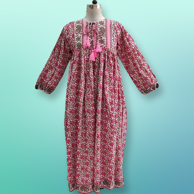 2XL/3XL Sapphire Printed Cotton Dress 57&quot; Long Jalabiya