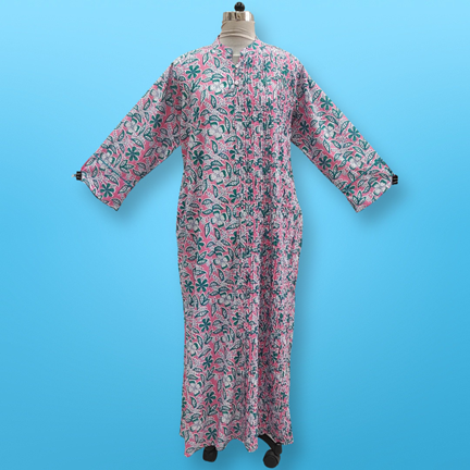 2XL/3XL Maira Printed Cotton Dress 57&quot; Long Jalabiya