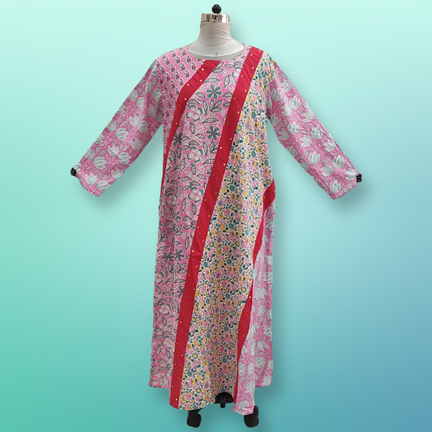 2XL/3XL Nury Multi Printed Cotton Dress 56&quot; Long Jalabiya
