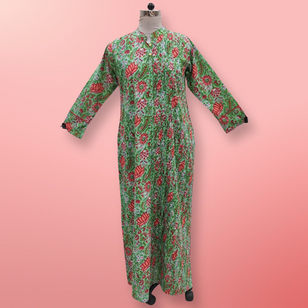 2XL/3XL Maira Printed Cotton Dress 57&quot; Long Jalabiya