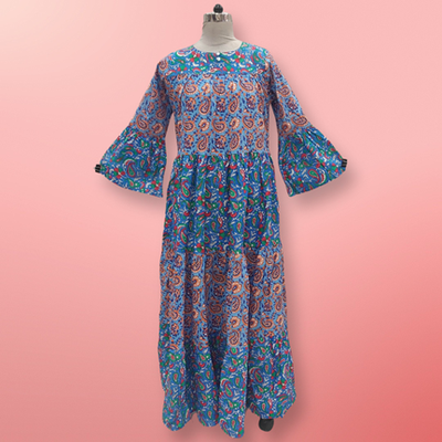 2XL/3XL Moon Printed Cotton Dress 57&quot; Long Jalabiya