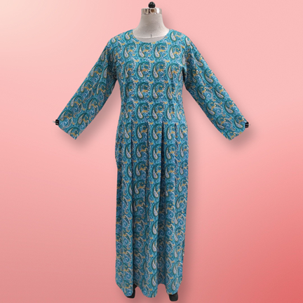 L/XL Ruby Printed Cotton Dress 57&quot; Long Jalabiya