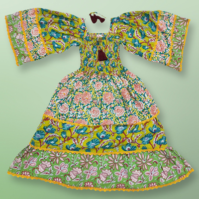8-9 Year Rahima Printed Cotton Dress 42&quot; Long Jalabiya
