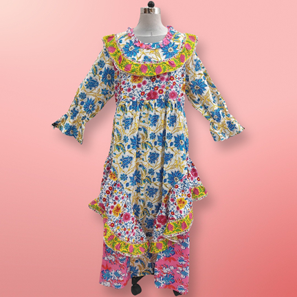 2XL/3XL Jalila Printed Cotton Dress 57&quot; Long Jalabiya
