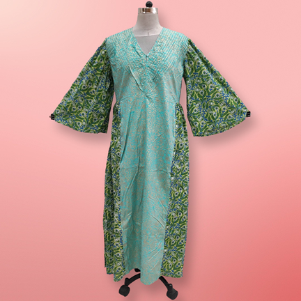 2XL/3XL Zaheera Printed Cotton Dress 56&quot; Long Jalabiya