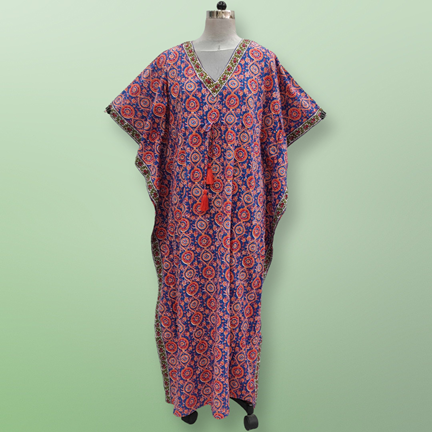 Free Size Cotton Farasha Kaftan 57&quot; Long Jalabiya