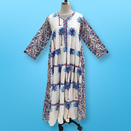 XS/S Ebili Multi Printed Cotton Dress 54&quot; Long Jalabiya