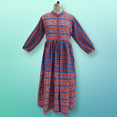 L/XL Special Printed Cotton Dress 57&quot; Long Sleeves Jalabiya