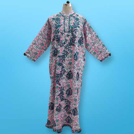 4XL/5XL Sofi Embroidery Printed Cotton Dress 57&quot; Long Jalabiya