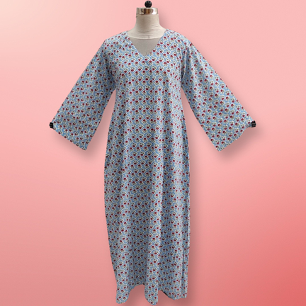 2XL/3XL Khadijah Printed Cotton Dress 57&quot;Long Jalabiya