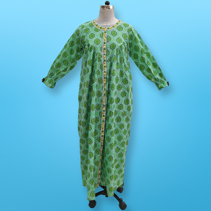 XS/S Azalea Printed Cotton Dress 54&quot; Long Jalabiya