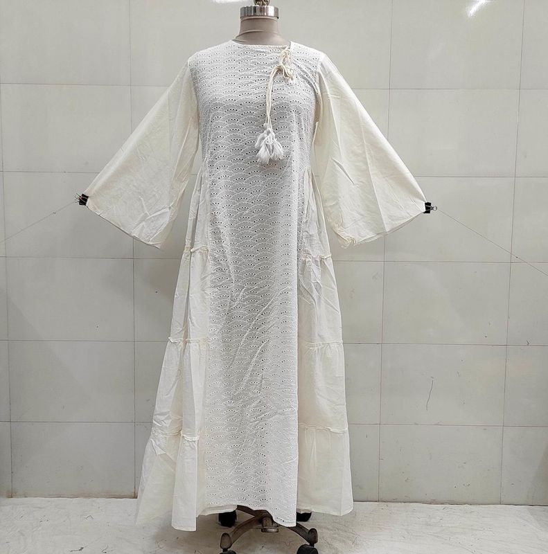 L/XL Cindrella embroidery Cotton Dress 57&quot; Long Jalabiya