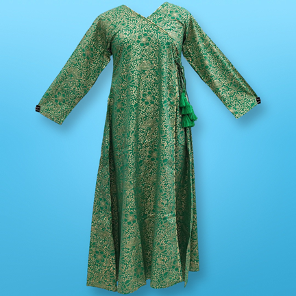 S/M Qifa Printed Cotton Dress 57&quot; Long Jalabiyas