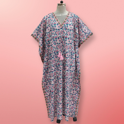 Free Size Cotton Farasha Kaftan 57&quot; Long Jalabiya