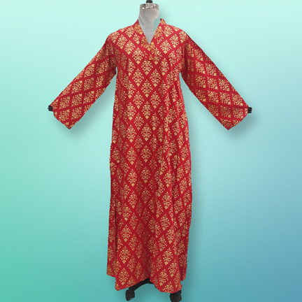 S/M Teena Printed Cotton Dress 57&quot; Long Jalabiya