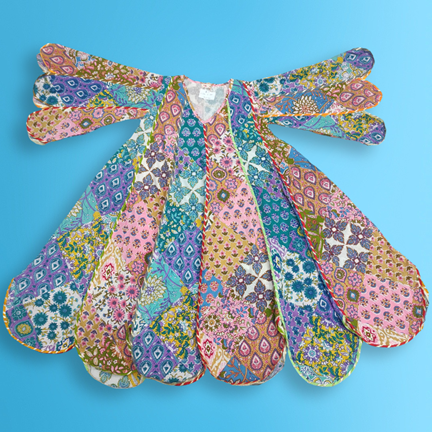 6-7 Year Meher Multi Printed Cotton Girls Dress 38&quot; Long Jalabiya