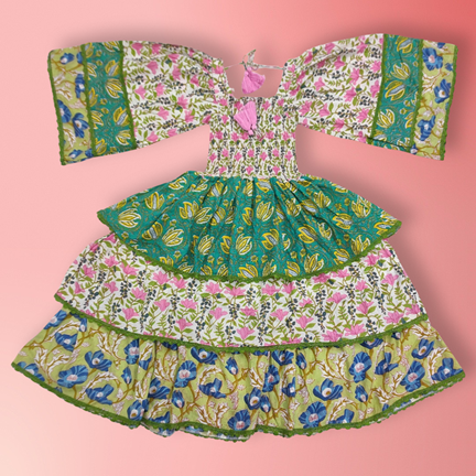 8-9 Year Rahima Printed Cotton Dress 42&quot; Long Jalabiya