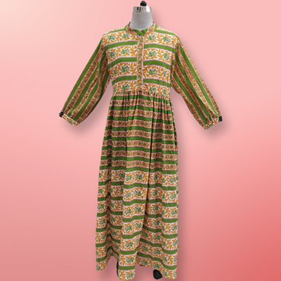 L/XL Special Printed Cotton Dress 57&quot; Long Sleeves Jalabiya
