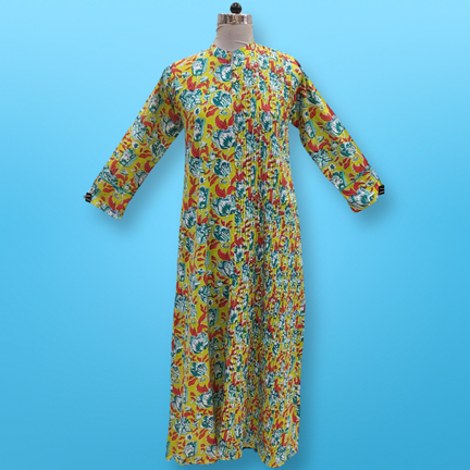 4XL/5XL Maira Printed Cotton Dress 57&quot; Long Jalabiya