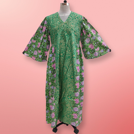 L/XL Zaheera Printed Cotton Dress 57&#39;&#39; Long Jalabiya