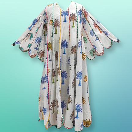 L/XL Meher Printed Cotton Dress 57&quot; Long Jalabiya