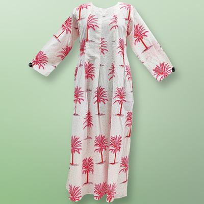 S/M Ruby Printed Cotton Dress 57&quot; Long Jalabiya