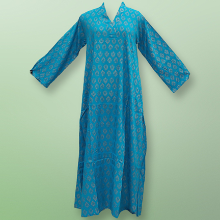 L/XL Teena Printed Cotton Dress 57&quot; Long Jalabiya