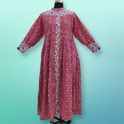 2XL/3XL  Aafreen Printed Cotton Dress 57&quot; Long Jalabiya