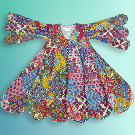 4-5 Year Meher Multi Printed Cotton Dress 34&quot; Long Jalabiya