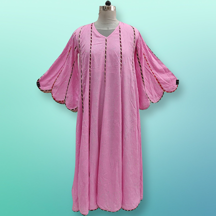 12-13 Year Meher Crystal Cotton Girls Dress 50&quot; Long Jalabiya