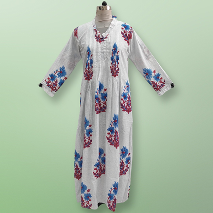 XS/S Sparrow Printed Cotton Dress 54&#39;&#39; Long Jalabiya