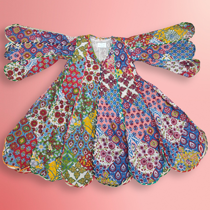 4-5 Year Meher Multi Printed Cotton Dress 34&quot; Long Jalabiya