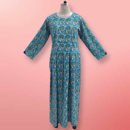 S/M Ruby Printed Cotton Dress 57&quot; Long Jalabiya