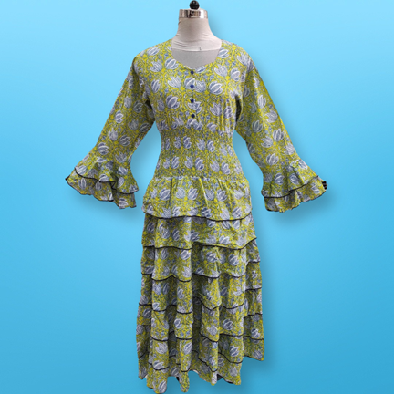 2XL/3XL Jawaria Printed Cotton Dress 57&quot; Long Jalabiya