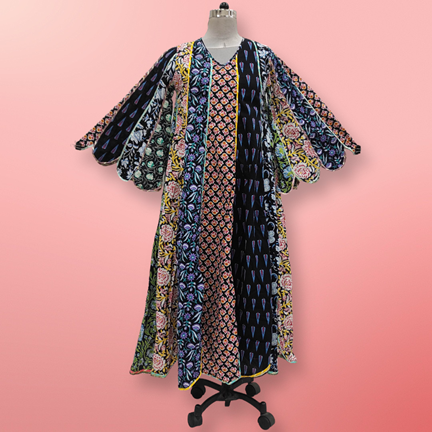 2XL/3XL Meher Multi Printed Cotton Dress 57&quot; Long Jalabiya