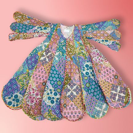 6-7 Year Meher Multi Printed Cotton Girls Dress 38&quot; Long Jalabiya