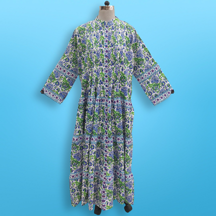 L/XL Jada Printed Cotton Dress 57&quot; Long Jalabiya