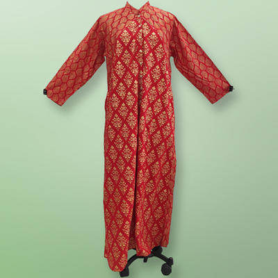 L/XL Honey Golden Printed Rayon Dress 57&quot; Long Jalabiya