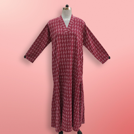 L/XL Teena Printed Cotton Dress 57&quot; Long Jalabiya