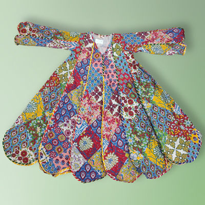 6-7 Year Meher Multi Printed Cotton Girls Dress 38&quot; Long Jalabiya