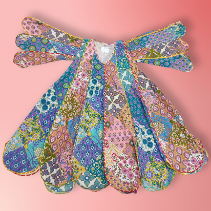 6-7 Year Meher Multi Printed Cotton Girls Dress 38&quot; Long Jalabiya
