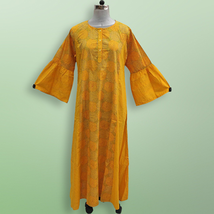 S/M Marry Printed Cotton Dress 57&quot; Long Jalabiya