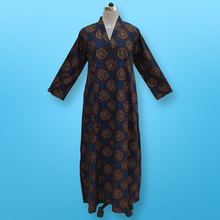 S/M Teena Printed Cotton Dress 57&quot; Long Jalabiya