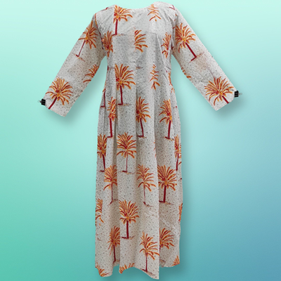 S/M Ruby Printed Cotton Dress 57&quot; Long Jalabiya
