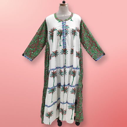 2XL/3XL Ebili Multi Printed Cotton Dress 57&quot; Long Jalabiya