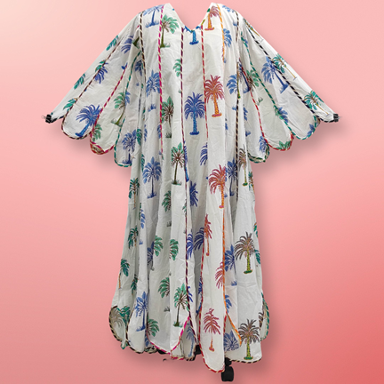 L/XL Meher Printed Cotton Dress 57&quot; Long Jalabiya